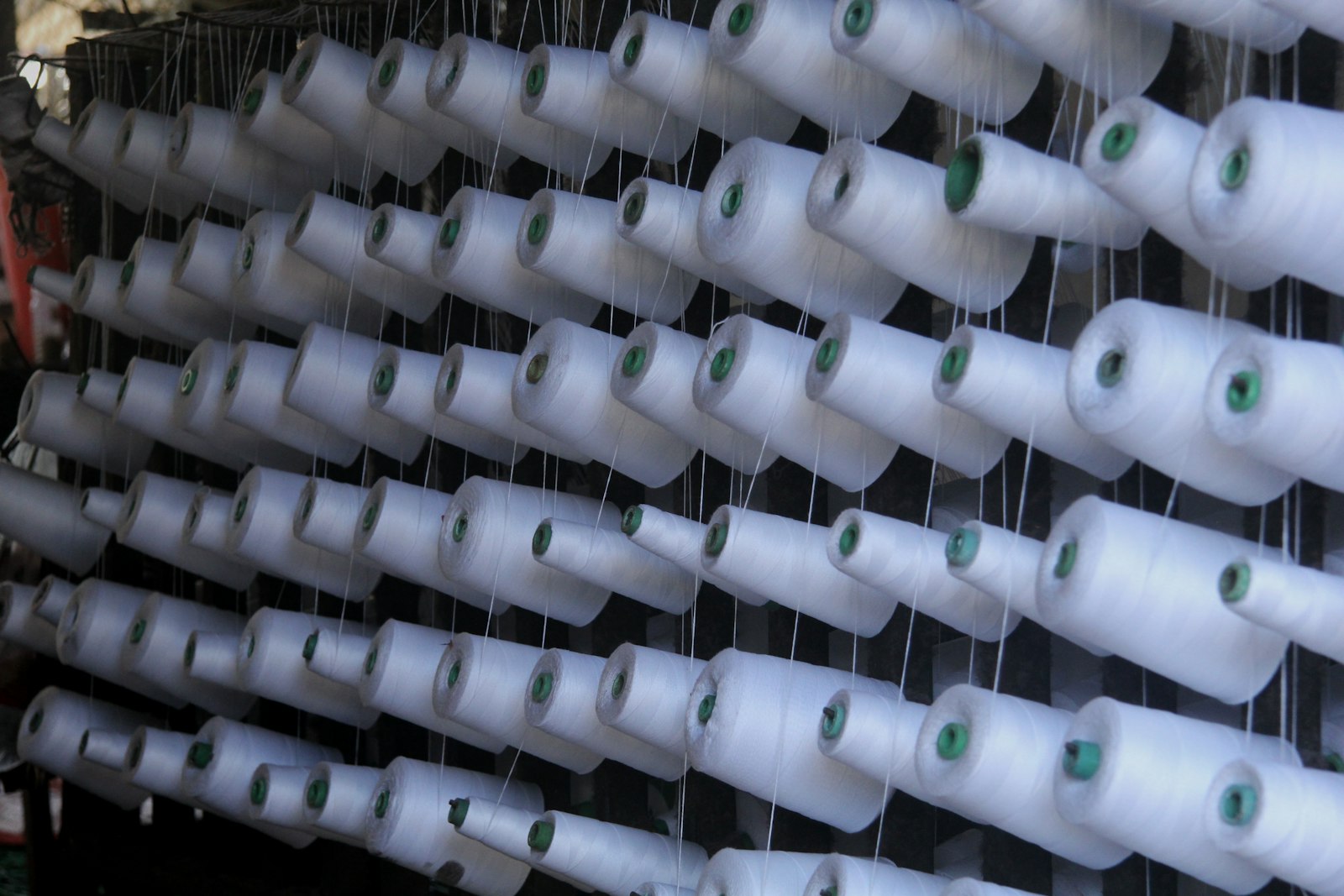 Yarn on racks at the Umora factory